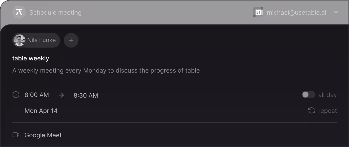 Scheduling modal